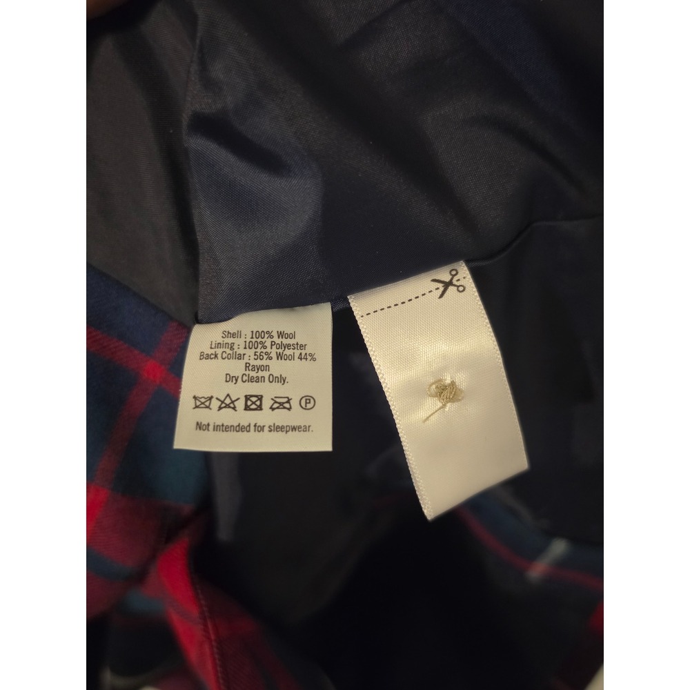 Janie and Jack Boys Red Navy Blue Plaid Wool Blazer Jacket Holiday Size 7 - Picture 5 of 6